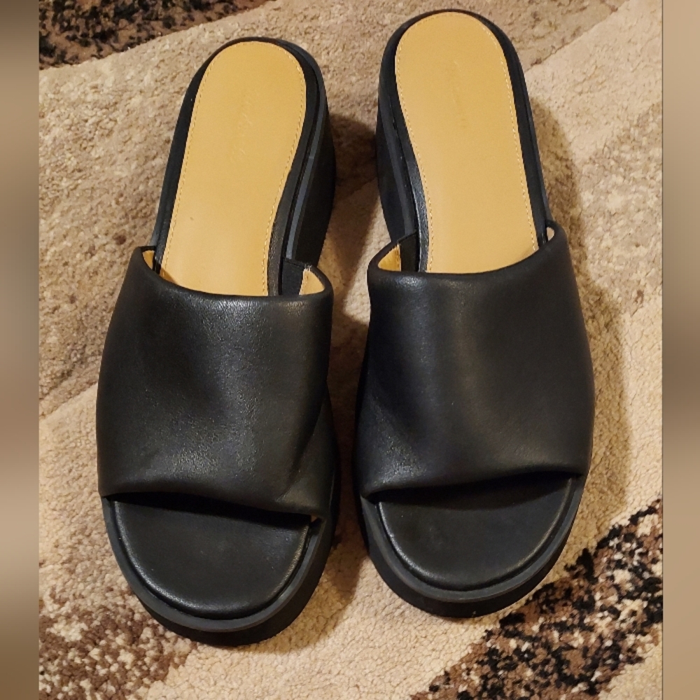 Madewell Black Soft Leather Sandals Sz-9.5